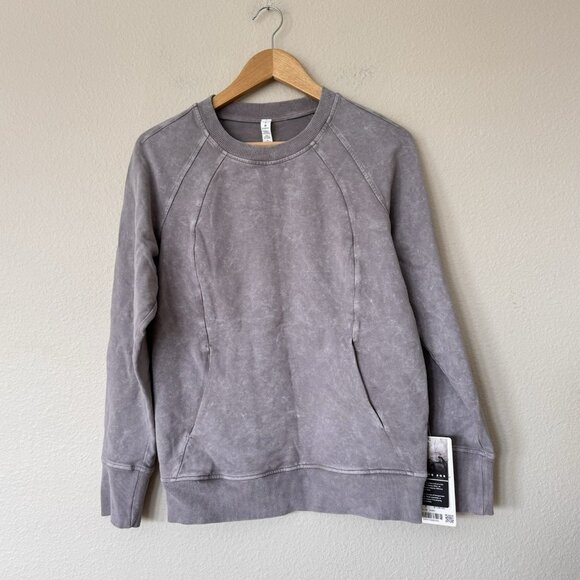 Lululemon Size 8 Scuba Crew White Washed Dark Chrome Cozy Cotton Terry - Picture 8 of 8